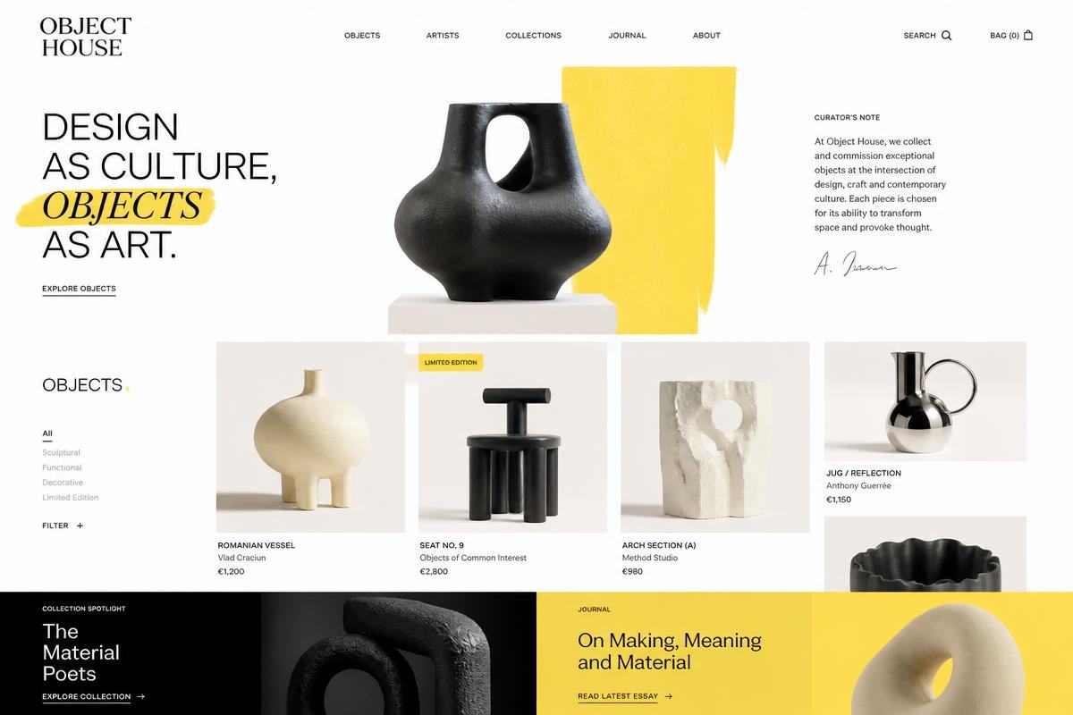 Object House website concept